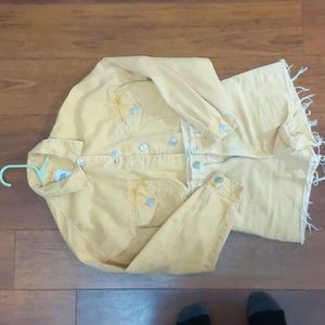 Jacket and short set jacket small shorts size 2 mustard yellow denim